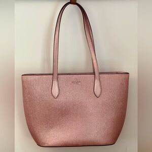 Kate Spade Pink Structured Glitter Tote Bag